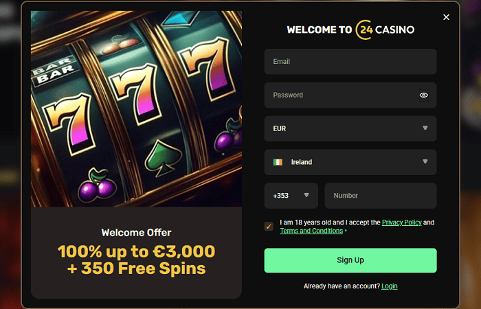 Open your account with 24 Casino 
